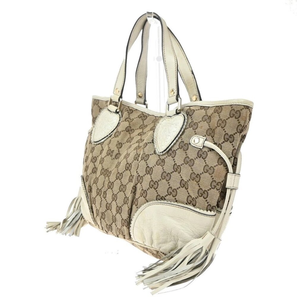GUCCI GG Pattern Shoulder Tote Bag Canvas Leather Brown White GHW Italy 31EG320 - Picture 2 of 15